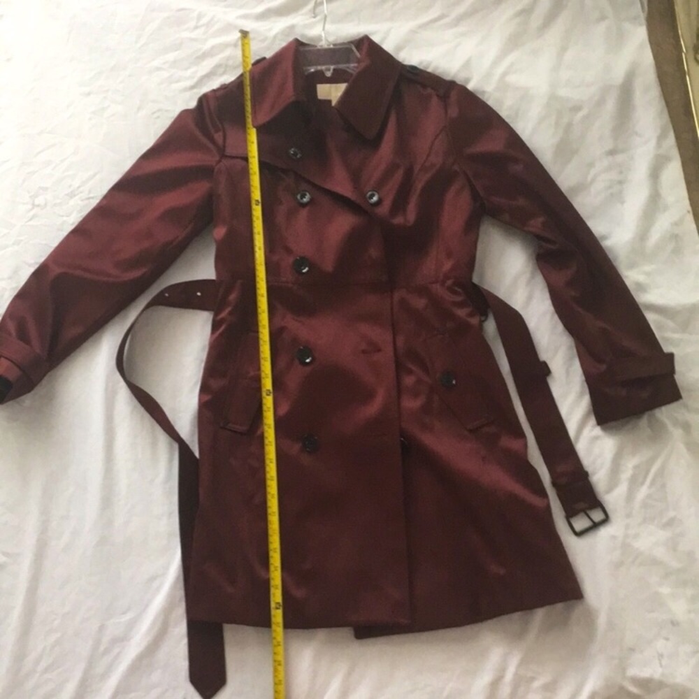 Michael Kors dark wine thick satin pea coat - Picture 4 of 11
